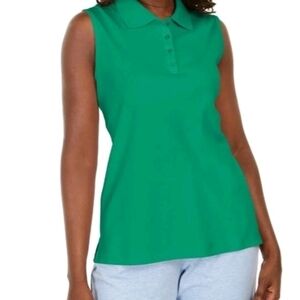 Karen Scott Green Fitted Sleeveless Polo Tank